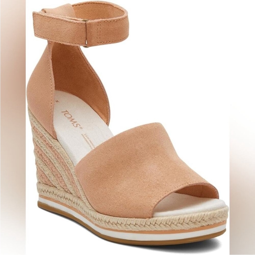 Toms Peach Suede Espadrille Wedge Sandals
